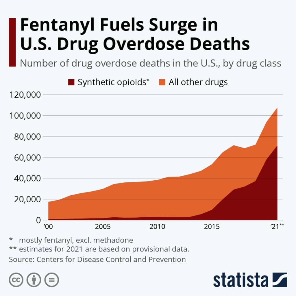 Fentanyl drug deaths in US